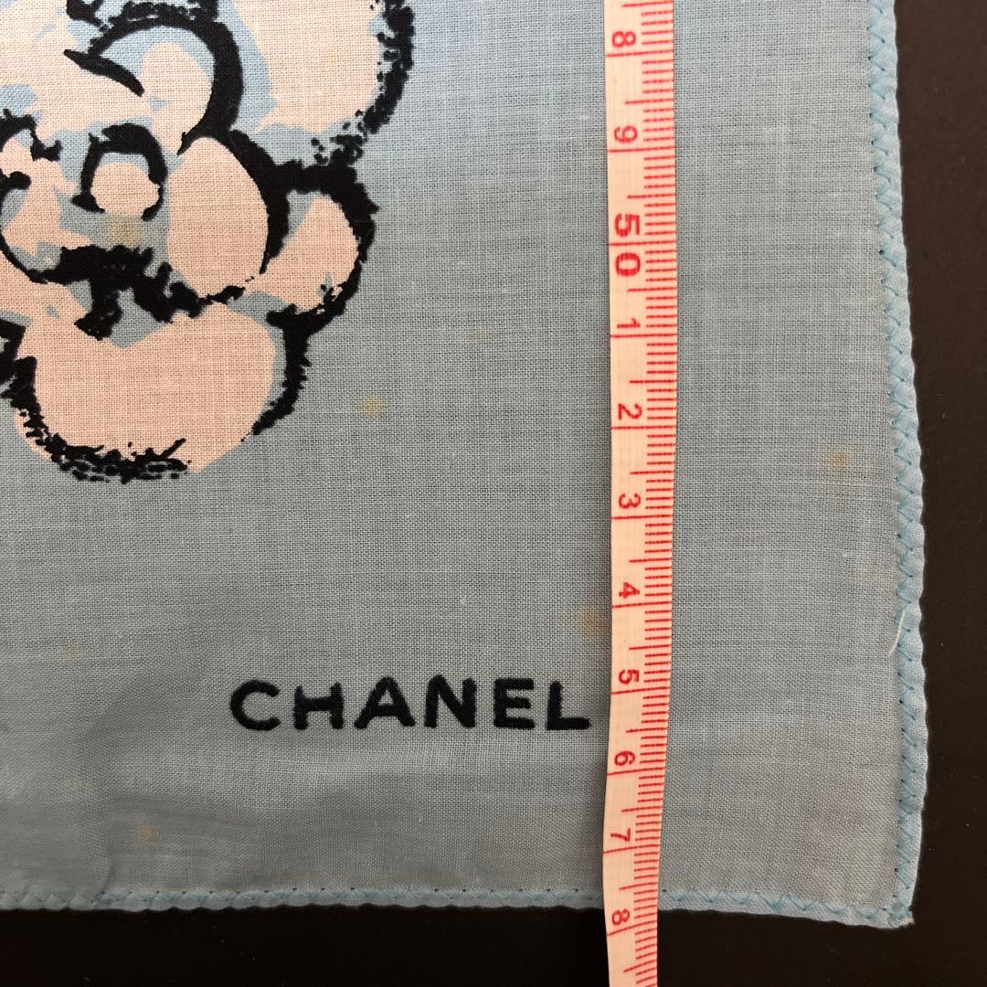 CHANEL 水色 ハンカチ　⚠️保管ジミあり‼️