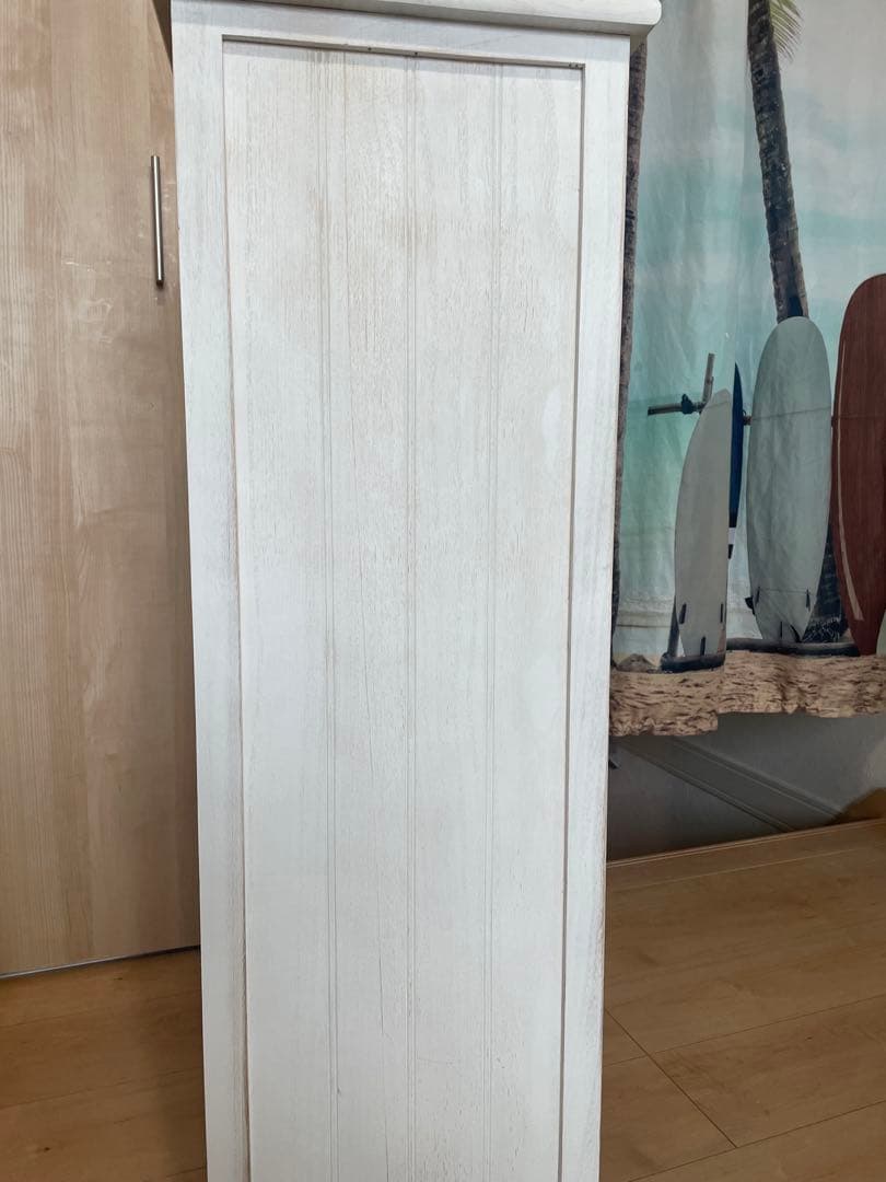 モ*ー様 完成品 アンティーク塗装 天然木 桐製 ワイドチェスト 5段 幅60