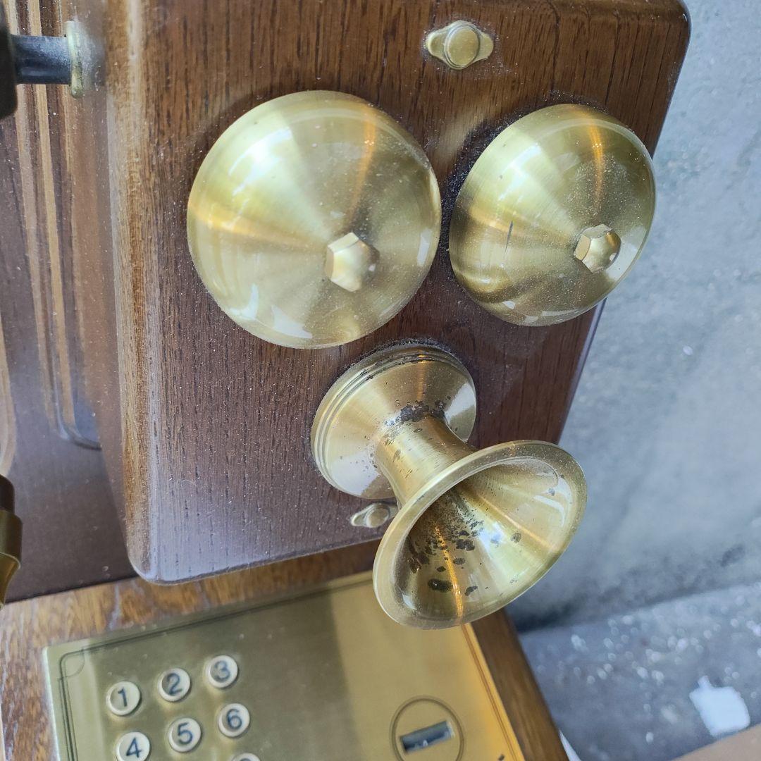 浪漫電話 KT４-FN レトロ アンティーク電話 ダイヤル式 木製 ブラウン