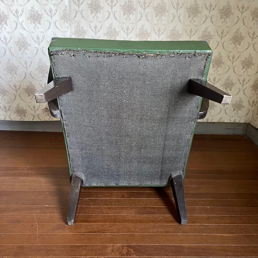 【アンティーク】昭和レトロ レザー アームチェア 一人掛けソファ 椅子 古家具