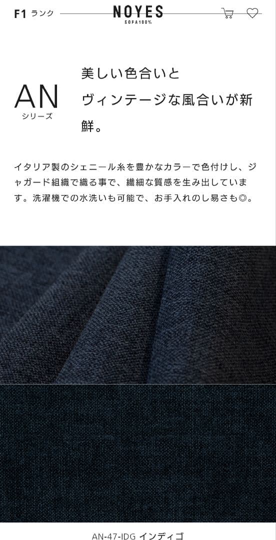 【美品/最高生地】NOYES Vision CL 2人掛けソファ クッションあり