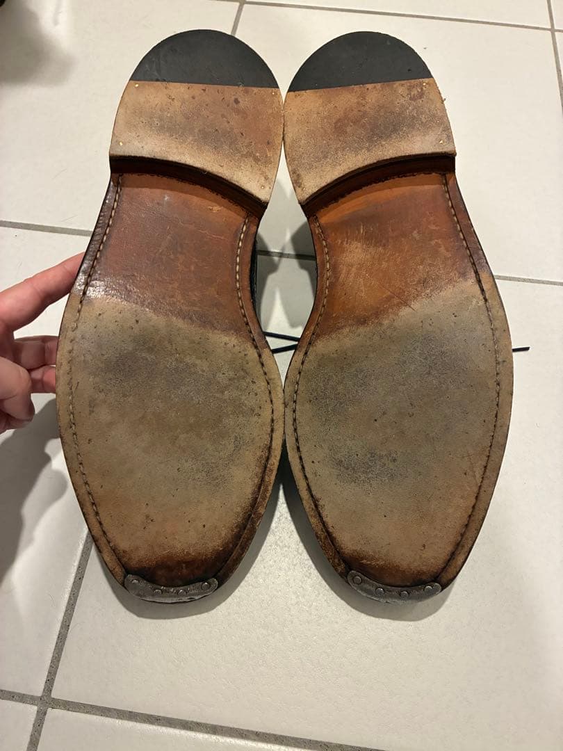 THOM BROWNE ブラック レザー ロングウィングブローグ