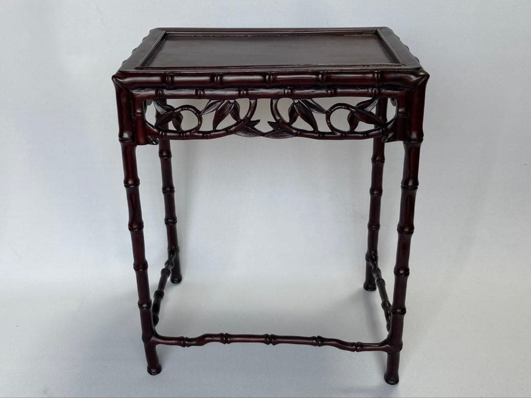 飾り台　4個組　盆栽台　花台　香炉台　茶華道具　木製　透かし彫り　GA3