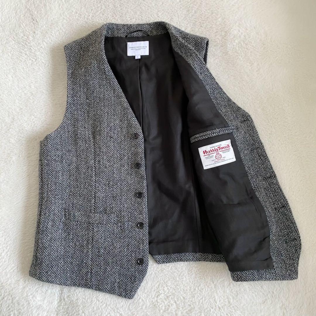 【美品】アーバンリサーチ　ハリスツイード　ヘリンボーン　ジャケット　ベスト　L