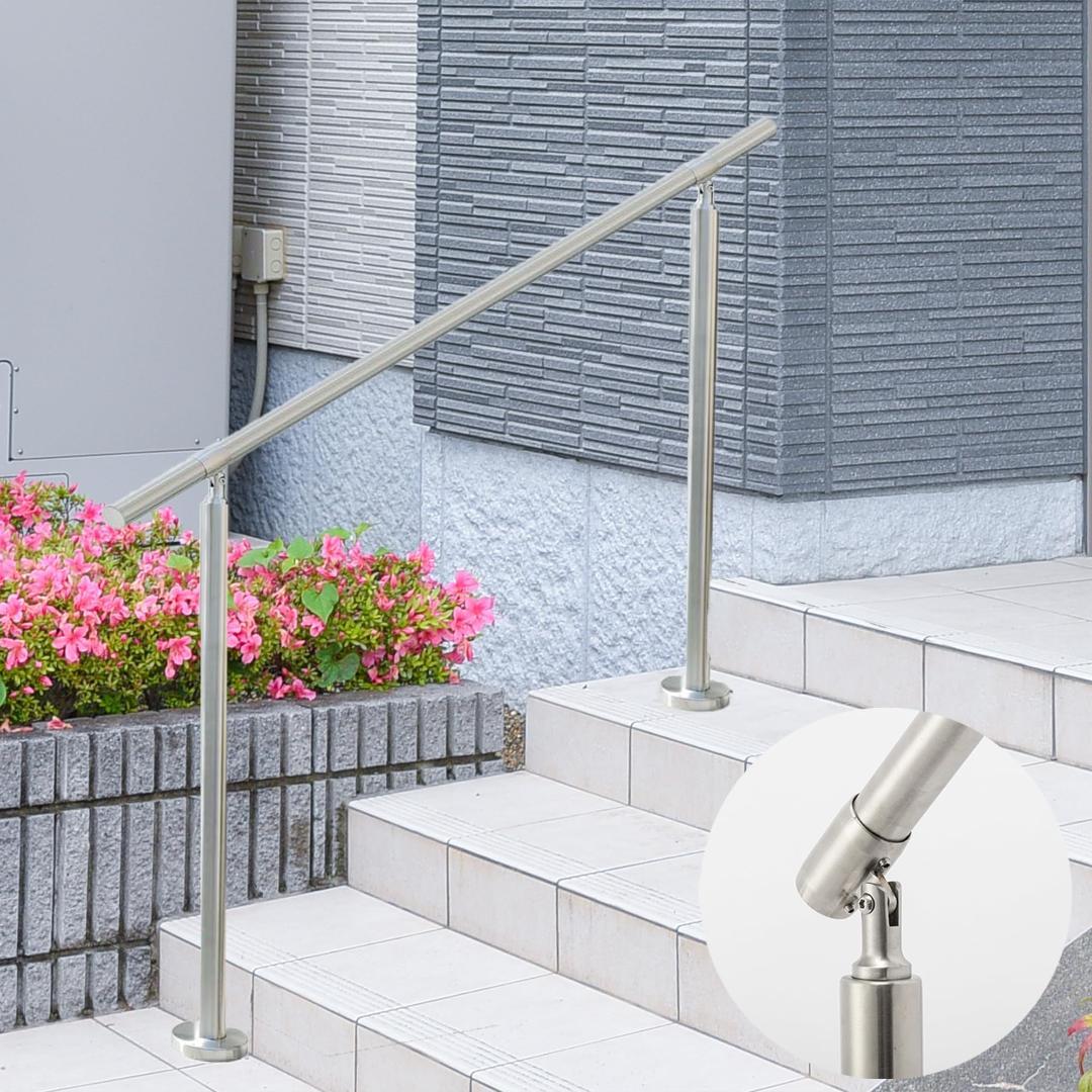 手すり 手摺り ステンレス製 階段 玄関 屋内屋外用 (シルバー 140cm)