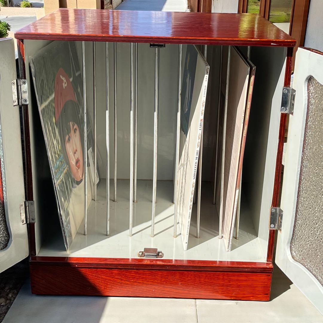 レコードキャビネット・レコードラック 木製ガラス扉・アナログ・ヴィンテージ