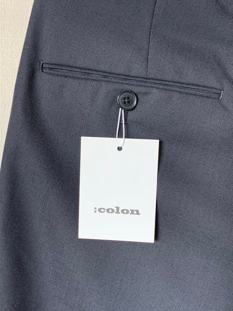 ま*も様 Colon ベルトレス スラックス M ネイビー トロピカルウール 日