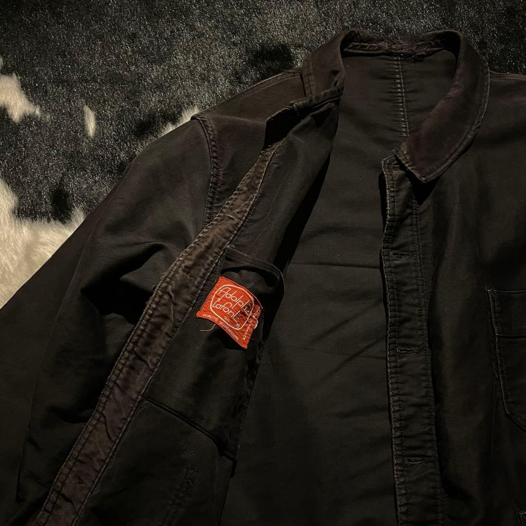 70’s Adolphe Lafont ブラックモールスキンジャケット フェード