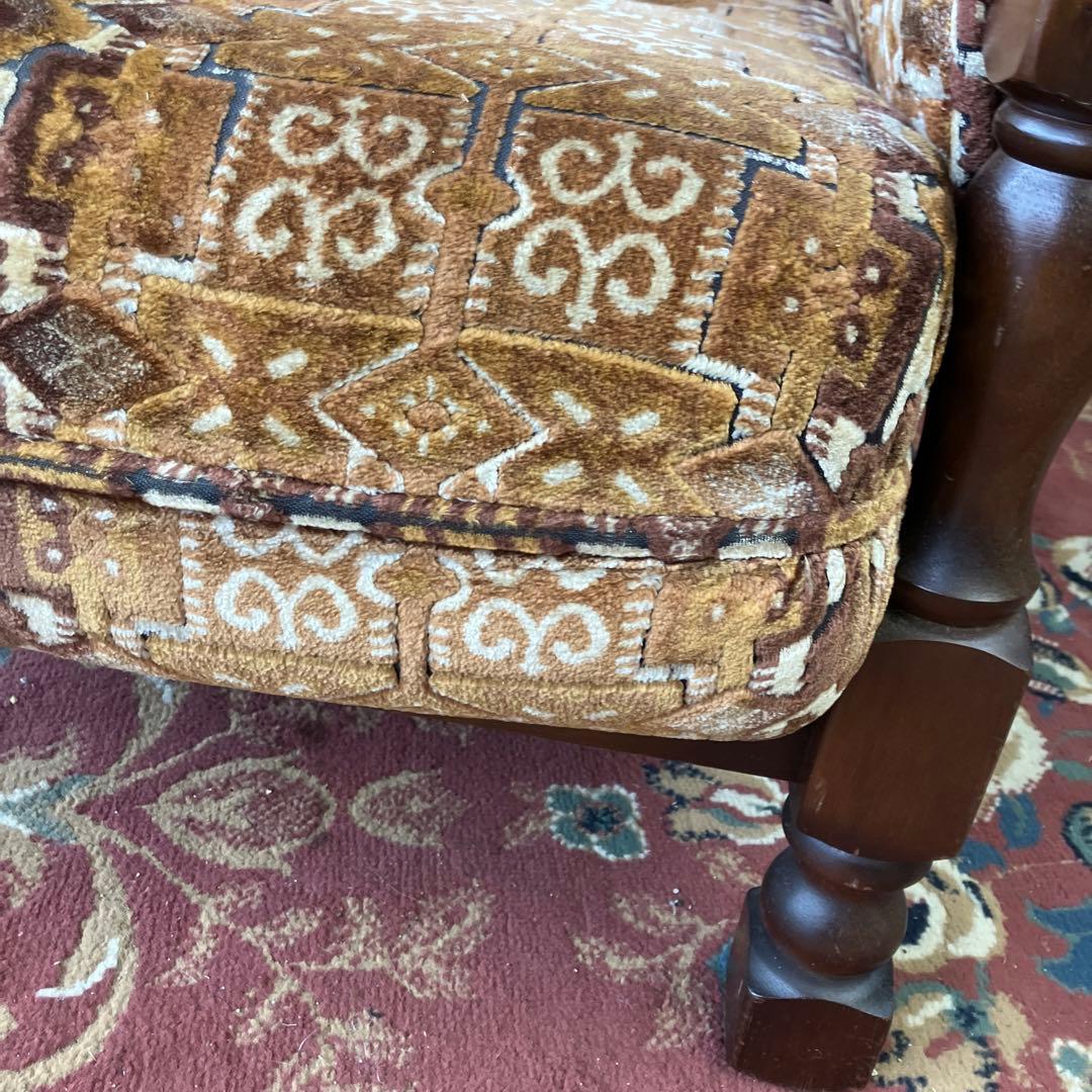 昭和レトロ マルニ 花柄ベロアチェア 一人掛けソファ アームチェア アンティーク