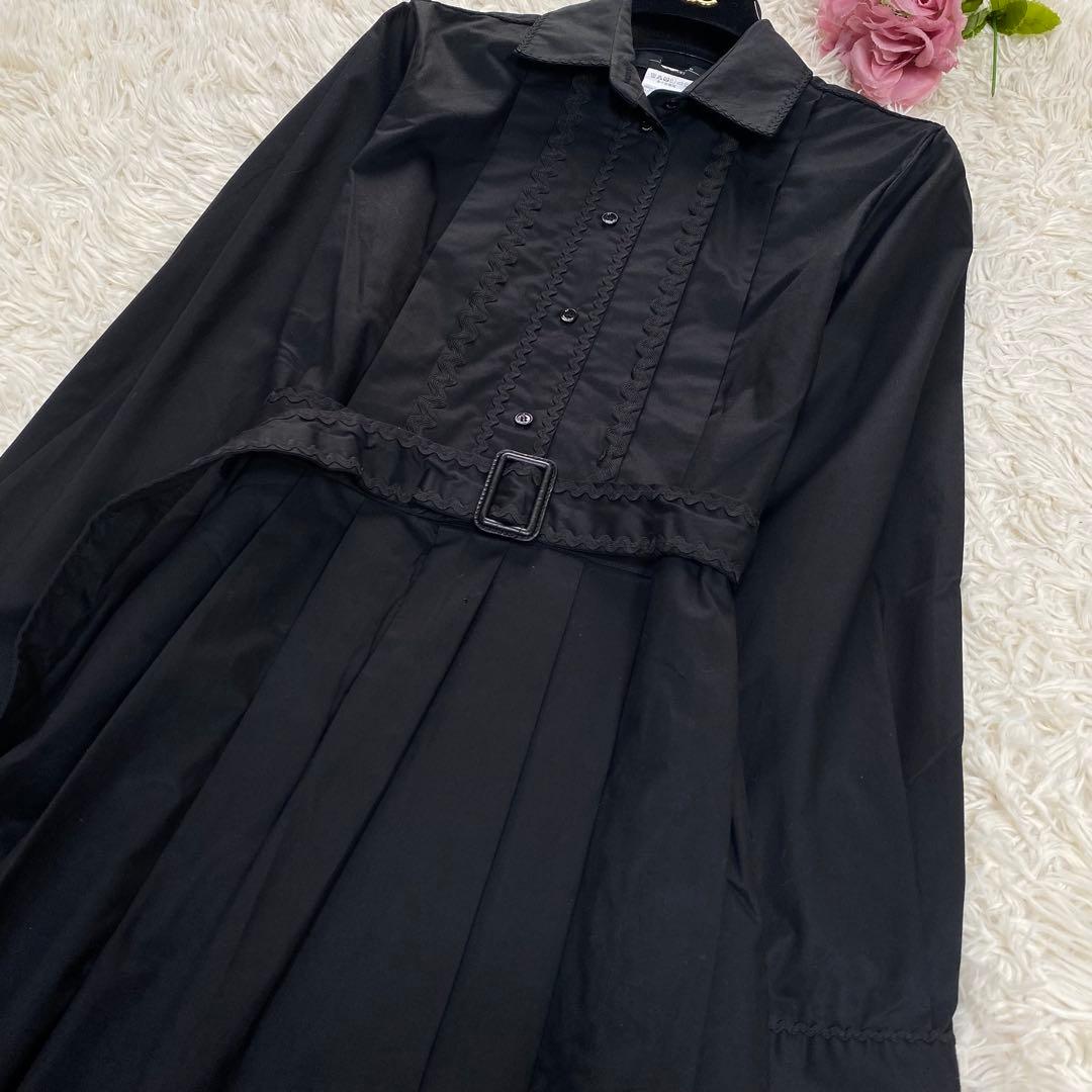 ビ*︎様 美品 Max Mara近年モデル マキシ シャツワンピース ブラック