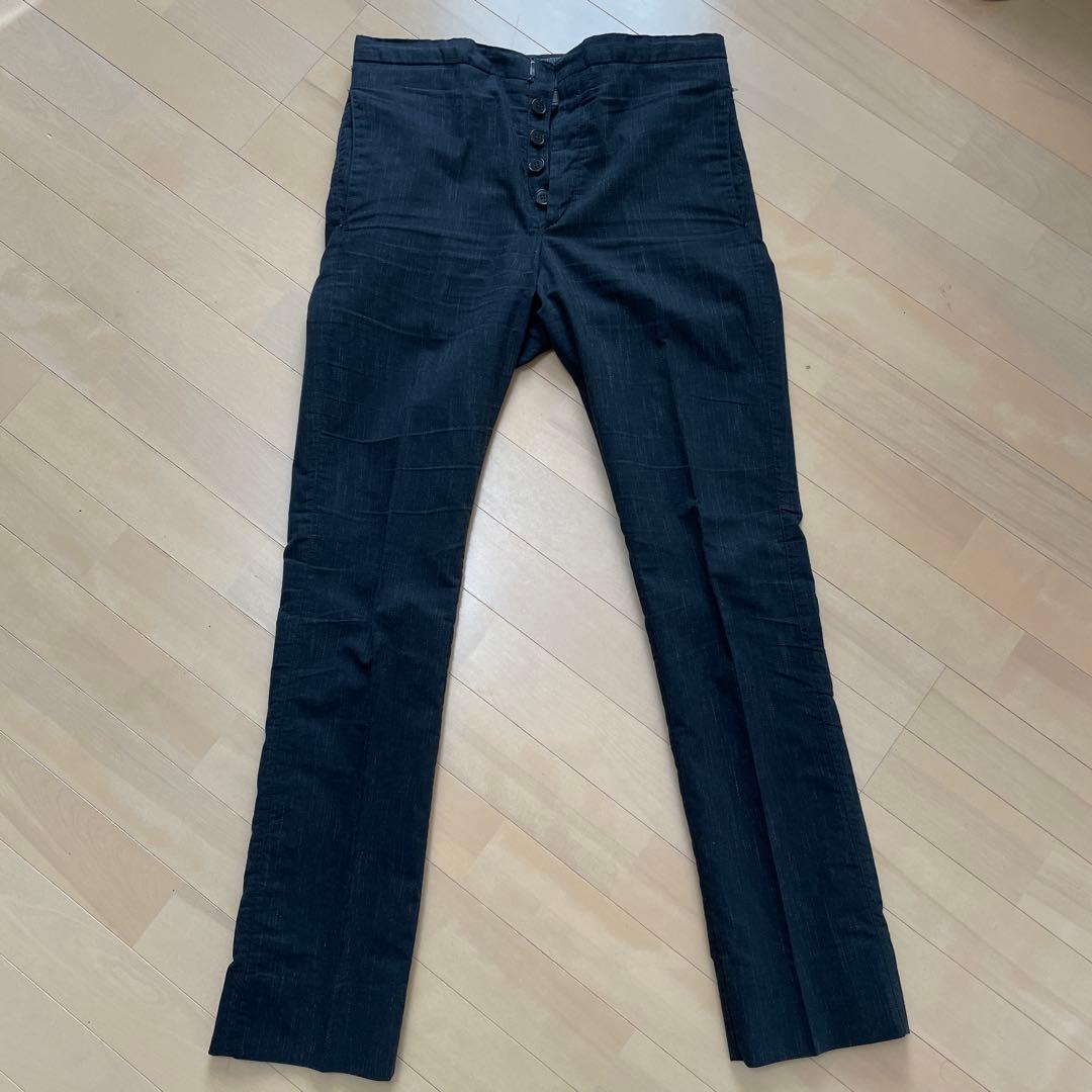 キャロルクリスチャンポエル　コットンスラックス　かすりストライプ　ダークグレー