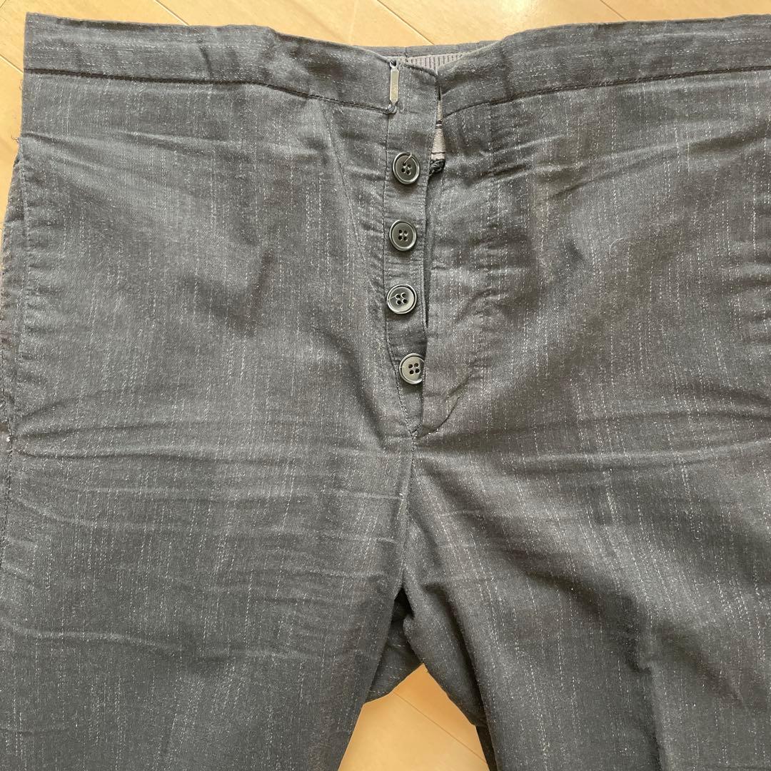 キャロルクリスチャンポエル　コットンスラックス　かすりストライプ　ダークグレー