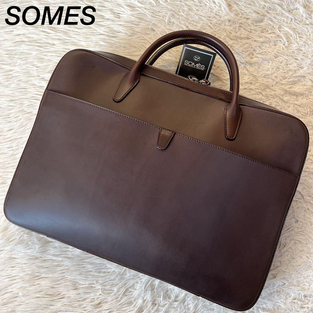 【美品】ソメスサドル　伊勢丹メンズコラボ　レザー　ブリーフケース　A4収納可能