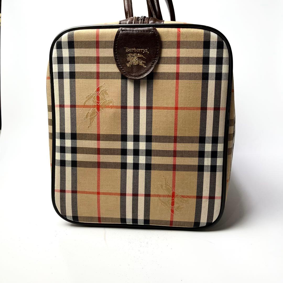 特大サイズ/鍵付き✨バーバリー ボストンバッグ ノバチェック ナイロン レザー