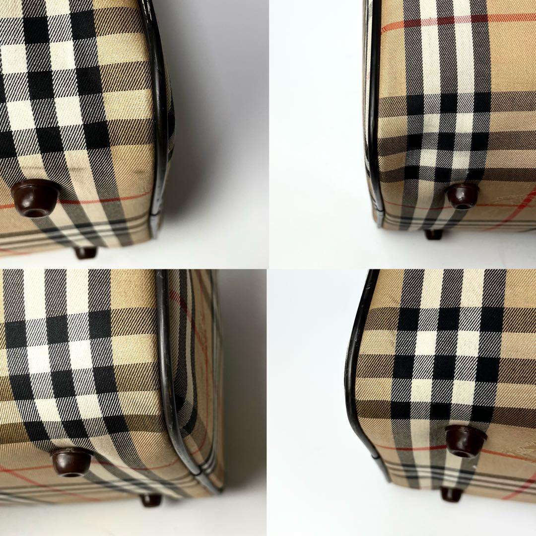 特大サイズ/鍵付き✨バーバリー ボストンバッグ ノバチェック ナイロン レザー