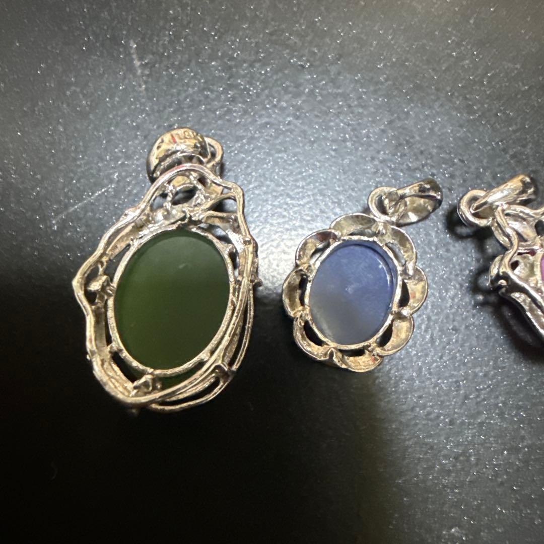 宝石ペンダント 3個セット　18K ホワイトゴールド？