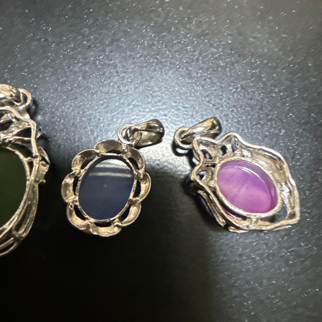 宝石ペンダント 3個セット　18K ホワイトゴールド？