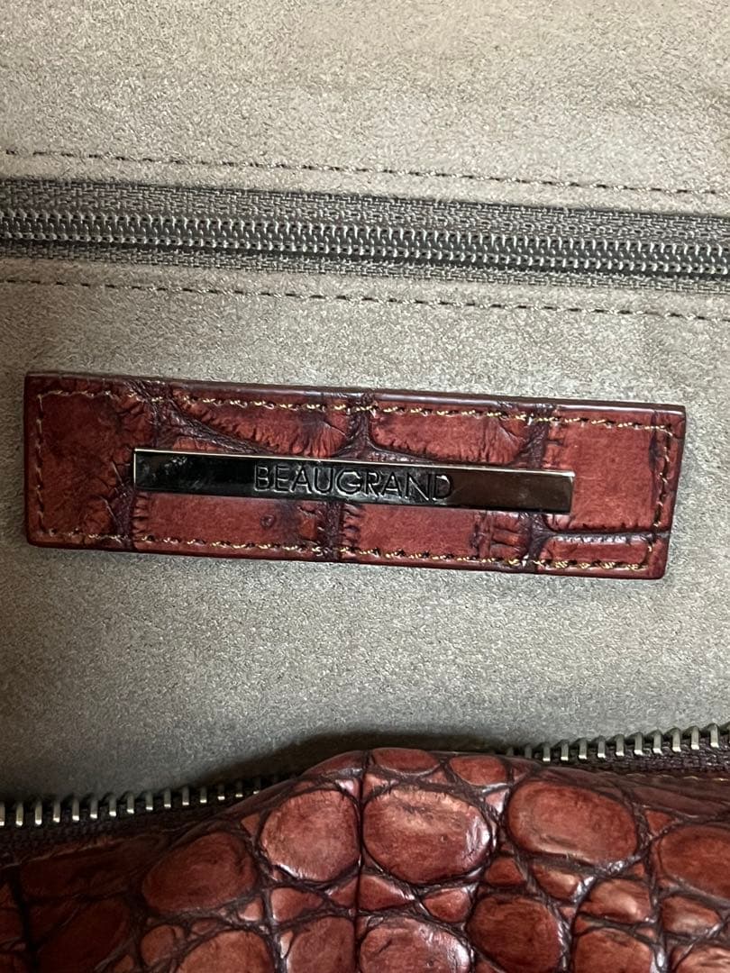 本物 新品 ボーグラン 最高峰JRA認定レッドクロコダイルレザー　ボストンバッグ