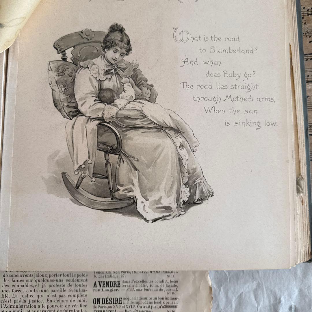 稀少1904年美しいアンティーク雑記帳ベビーアルバム洋書ジャンクジャーナル素材