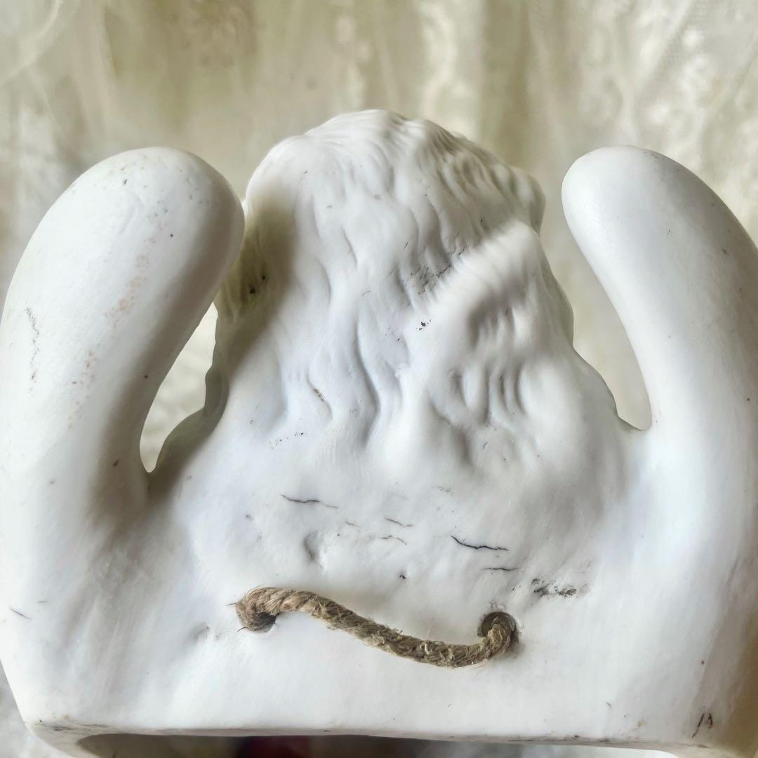 【大きめ】花輪を被った天使の聖水盤　フランスアンティーク　ベネチエ　エンジェル