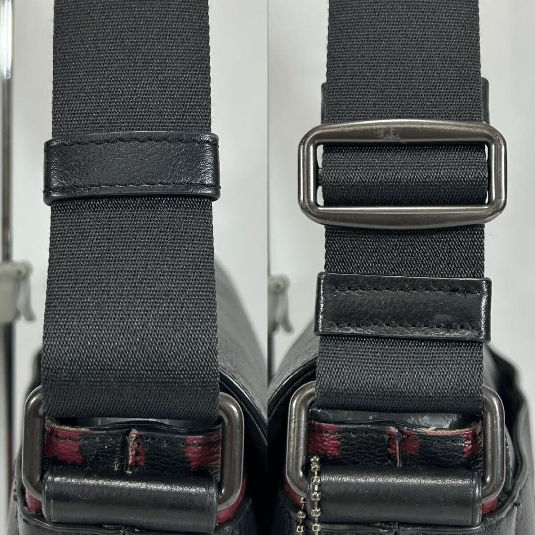 【美品】コーチ チャールズ ショルダーバッグ メッセンジャー レザー 斜め掛け