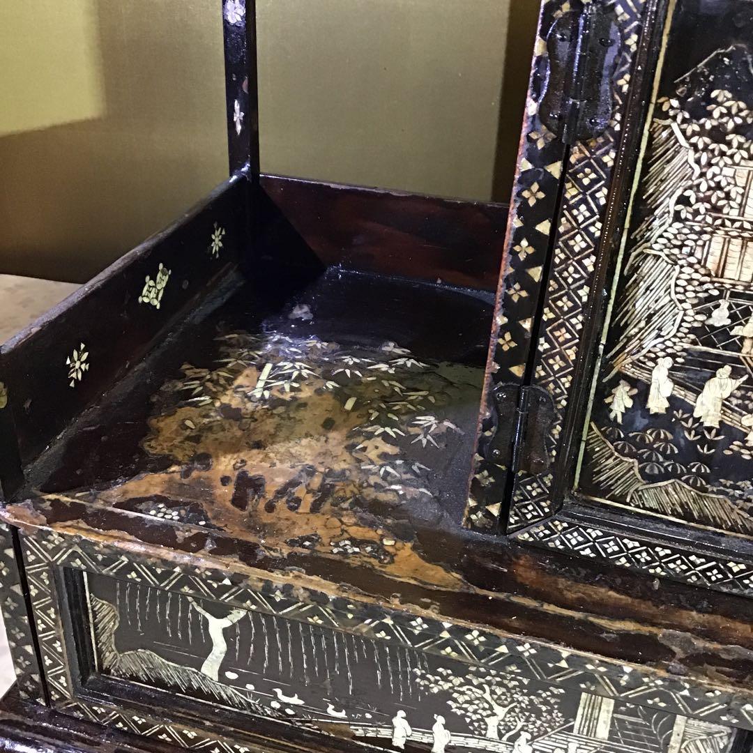 極細密螺鈿　小型　棚　江戸期