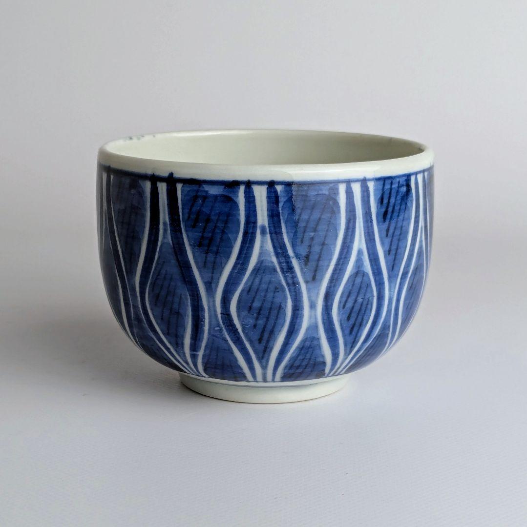 古伊万里　染付よろけ文ころ茶碗　19世紀　　ころ茶碗　そば猪口　ぐい呑　湯呑