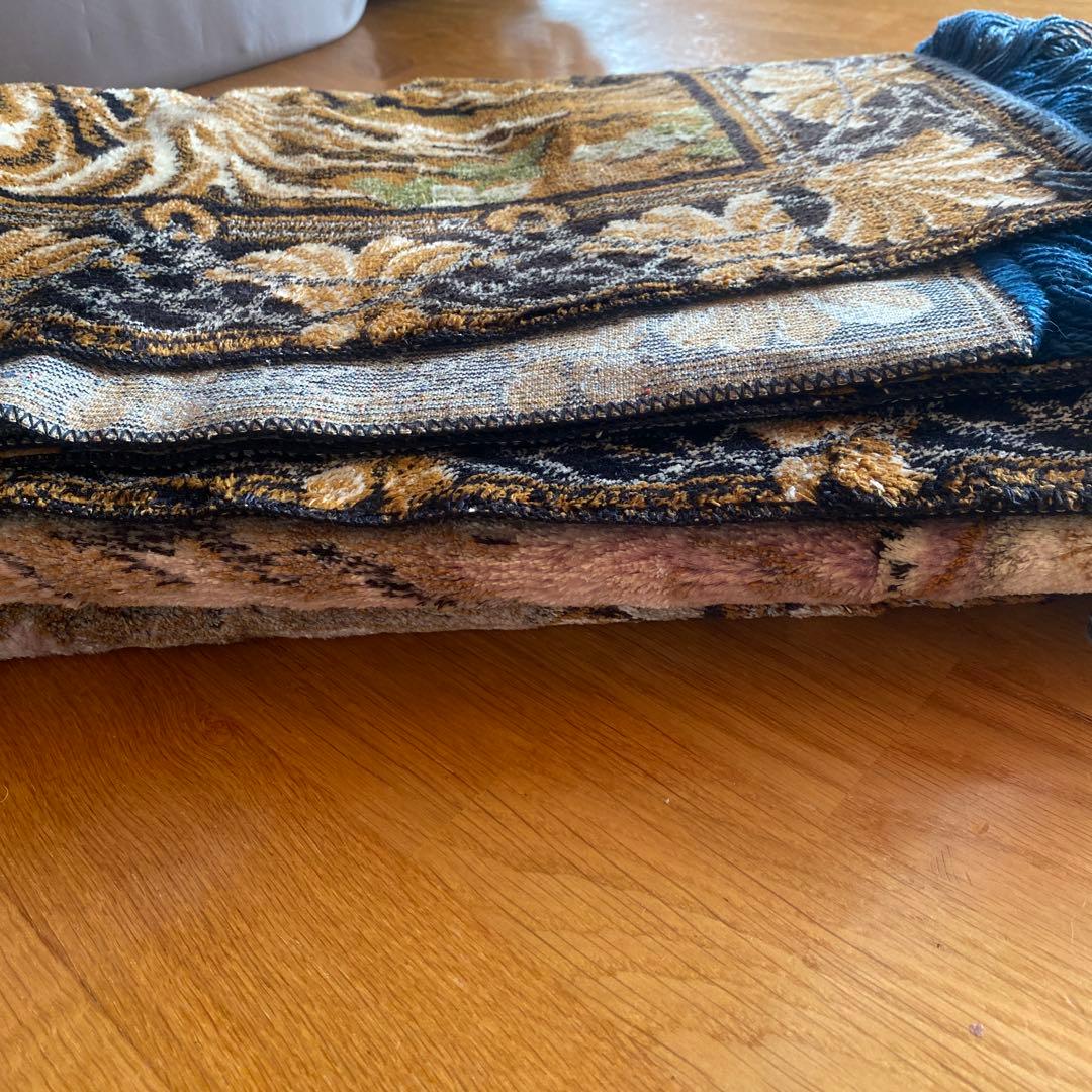 海の風景 織物ラグ モンゴル　カーペット　ラグ　ビンテージ