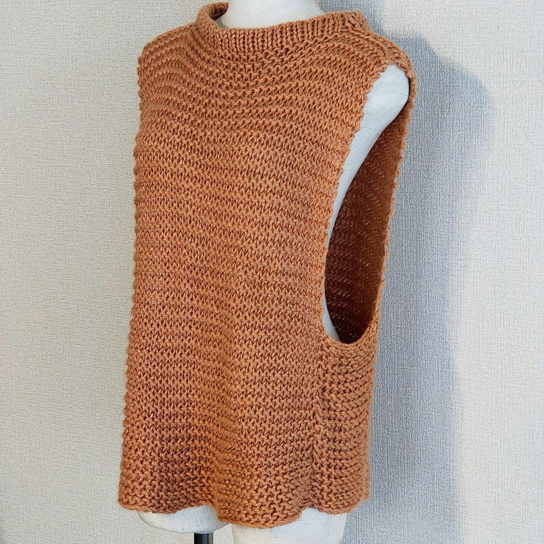 美品 MAYDI メイディ ハンドメイド ニットベスト キャメル ボトルネック