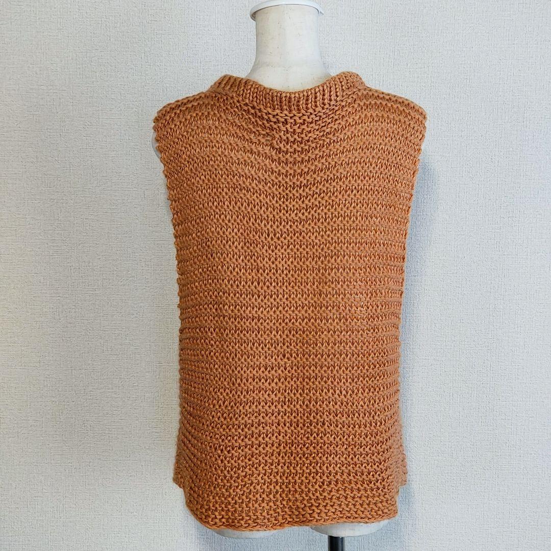 美品 MAYDI メイディ ハンドメイド ニットベスト キャメル ボトルネック