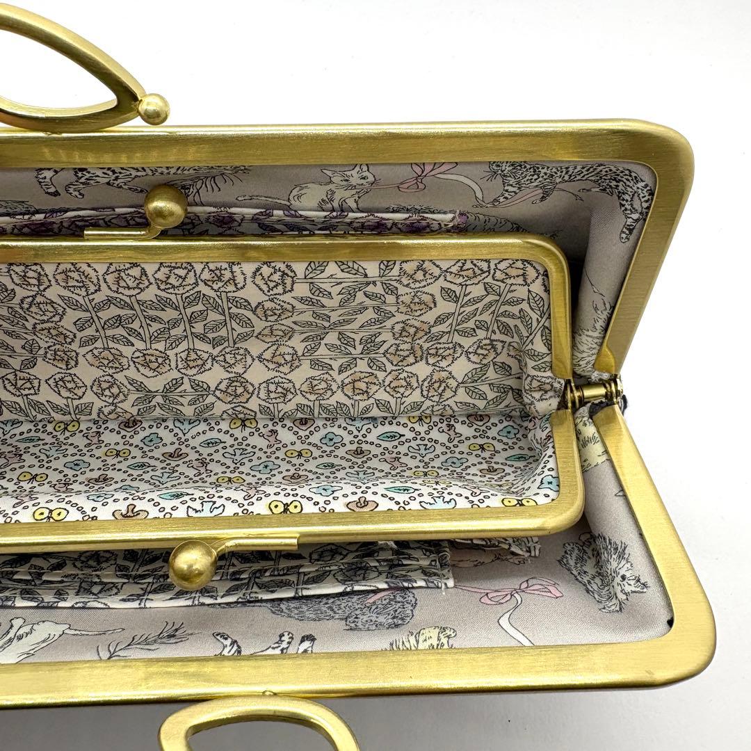 ミナペルホネンハンドメイドパッチワークリボン口金親子がま口長財布