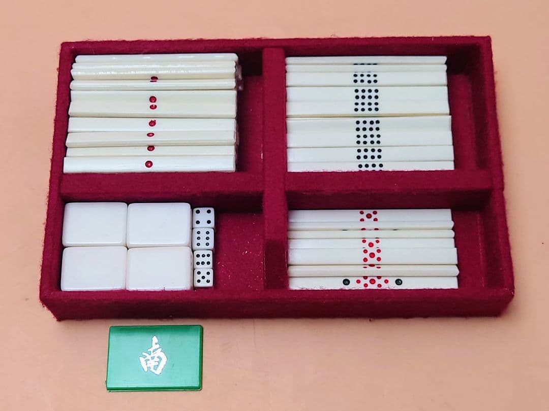 ミズノ丸一 法悦？ 高級麻雀牌 家紋牌 背黒 現状品