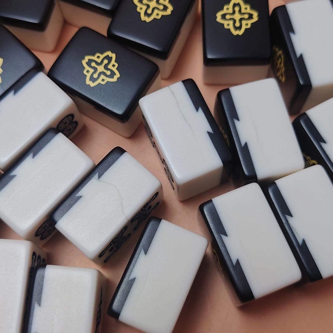 ミズノ丸一 法悦？ 高級麻雀牌 家紋牌 背黒 現状品