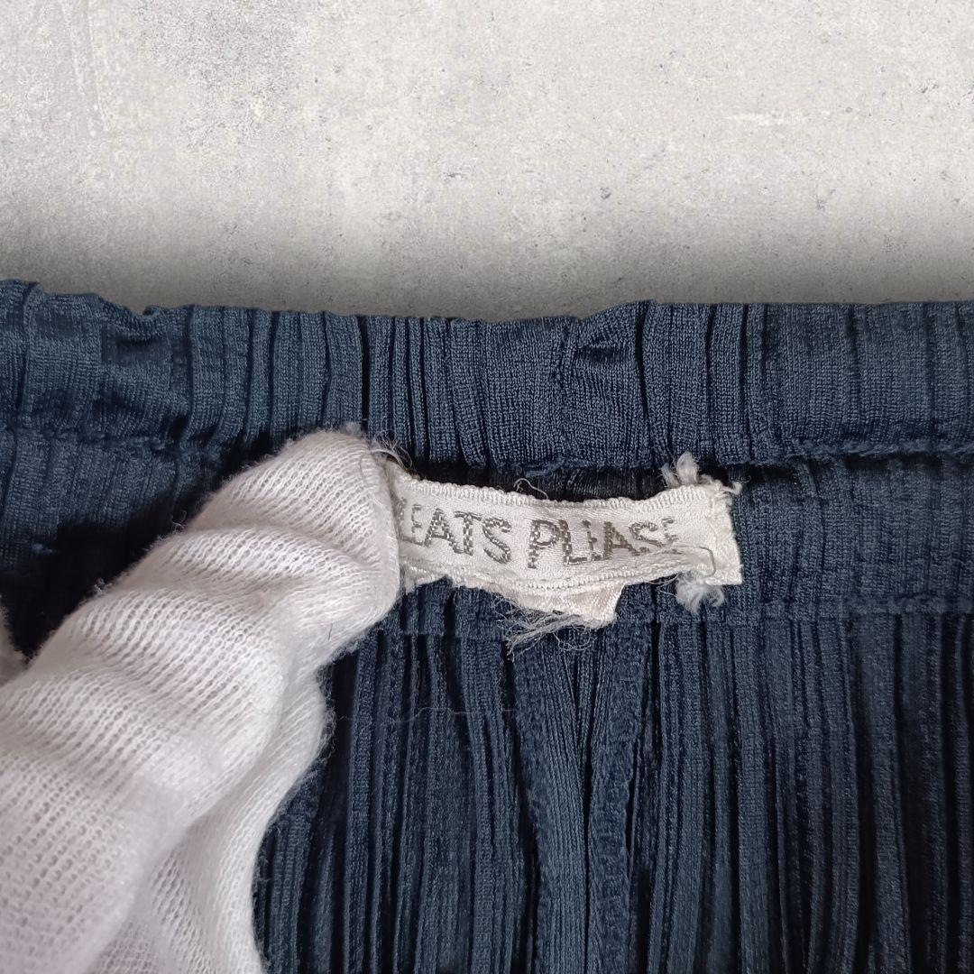 プリーツプリーズ ロングパンツ 洗える ウォッシャブル 洗濯可 ネイビー