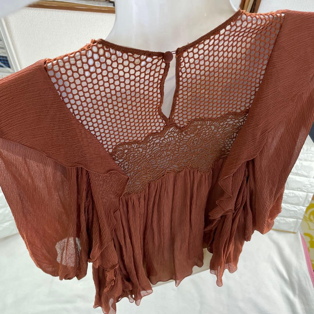 Chloe/クロエ、シフォンブラウス、レース、Aライン、ゆったり、34