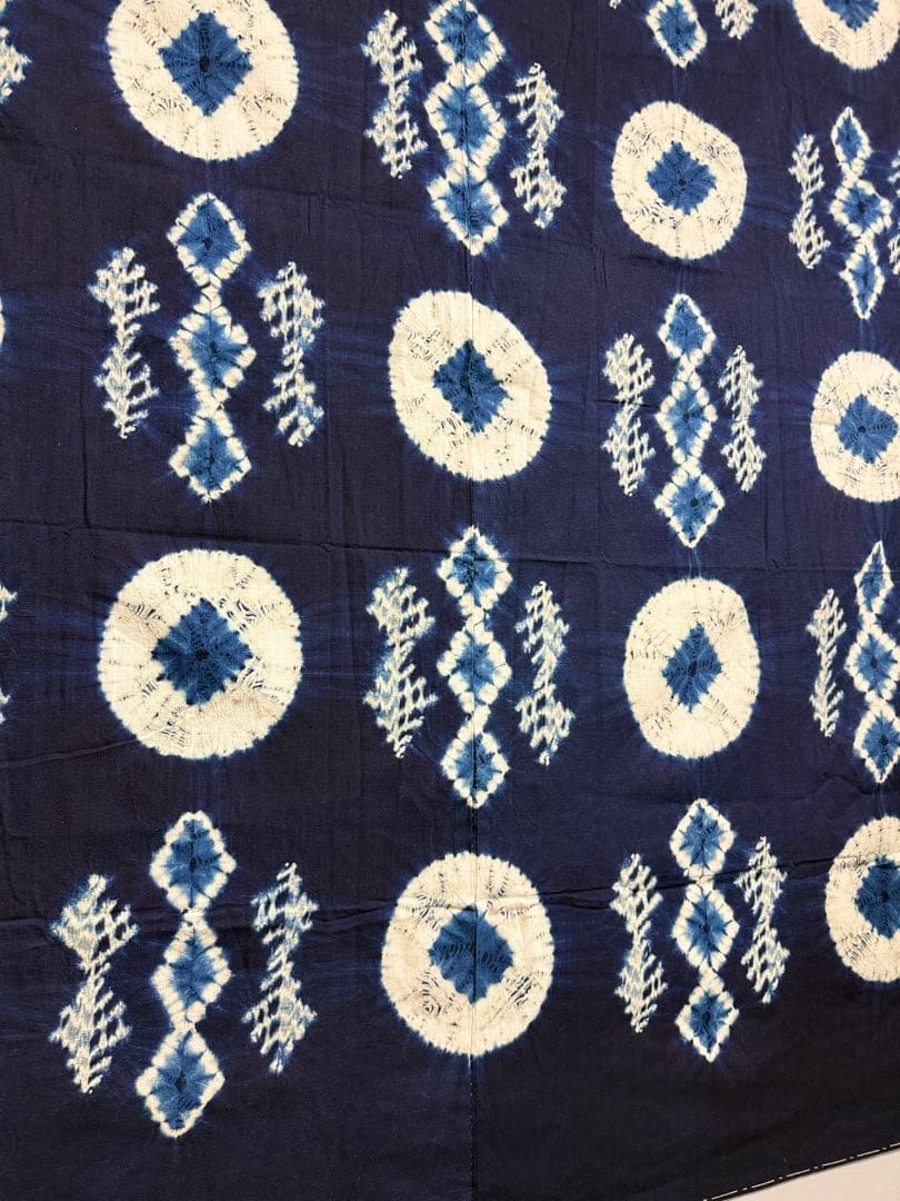 N4「片野絞り」民藝 藍染絞り職人 片野かほり 藍染絞り布 大丸百貨店出品作品