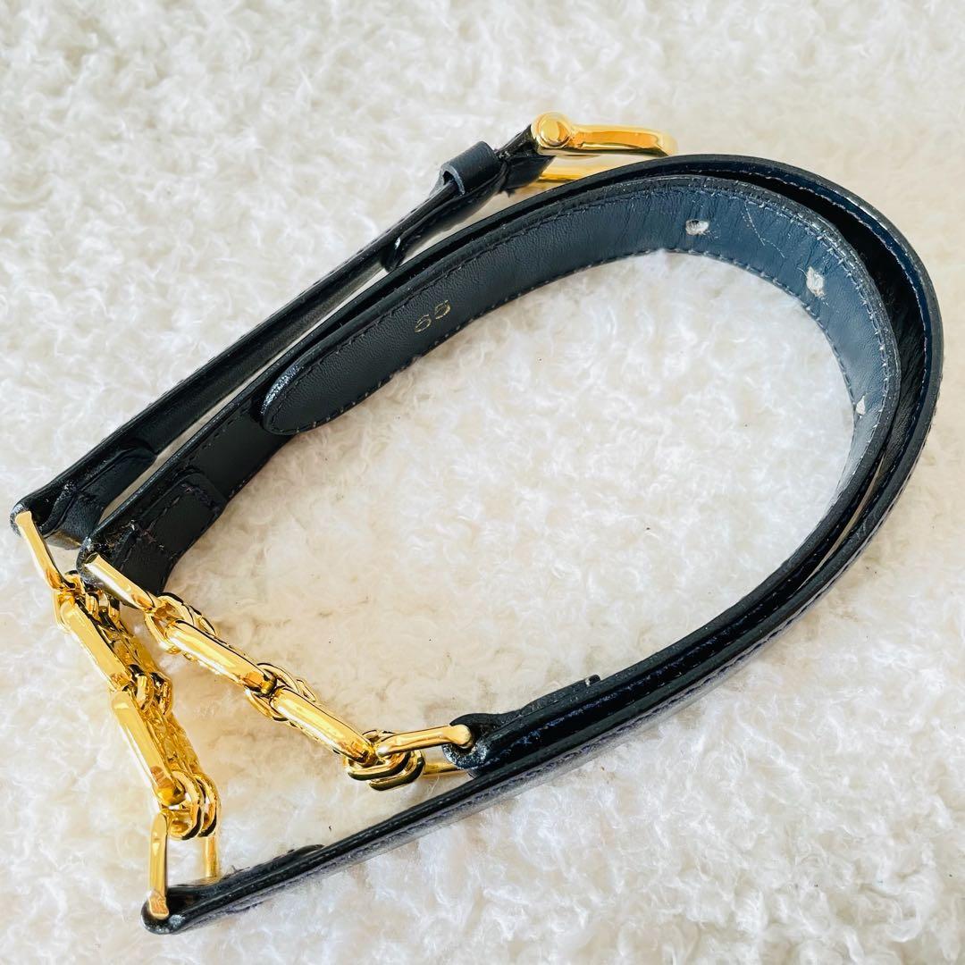 CELINE ベルト 65 セリーヌ 黒 ゴールド レディース レザーベルト