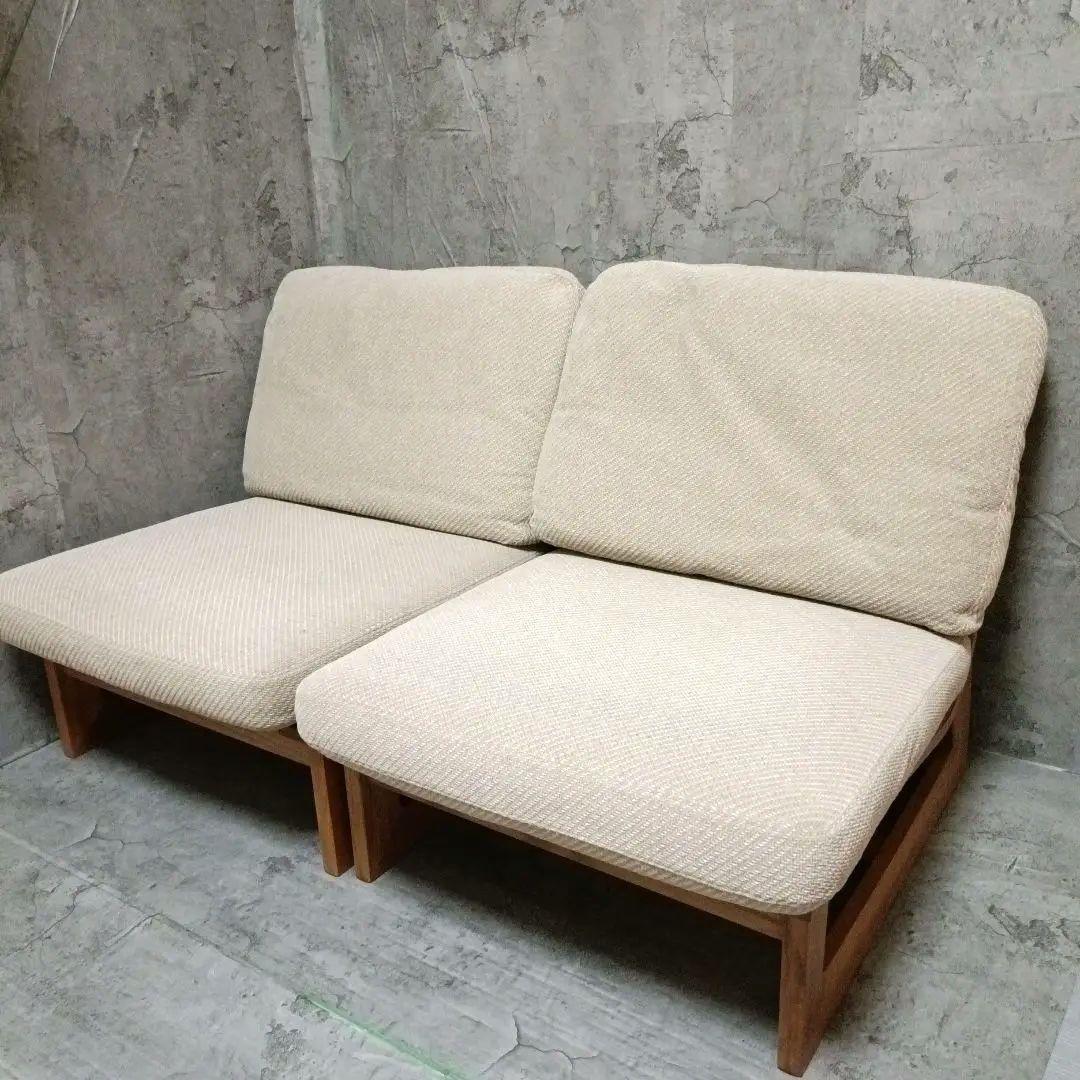 カリモク 木組 ベントウッドソファ プライウッド アームレスソファー レトロ　2