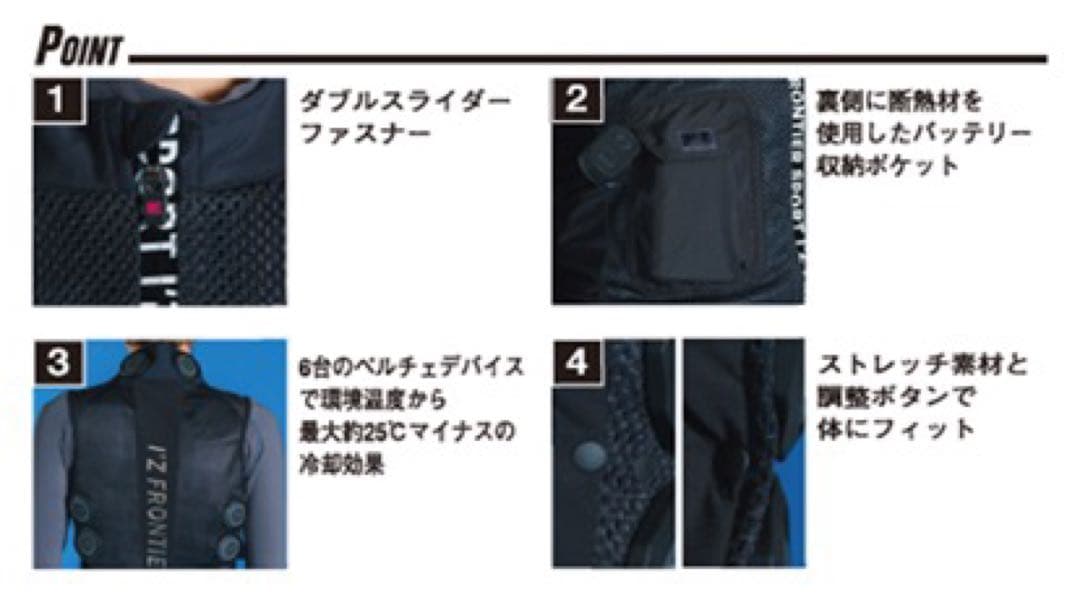 アイズフロンティア　ＰＳ1016 ペルチェベストＭ寸ディバイスバッテリーセット