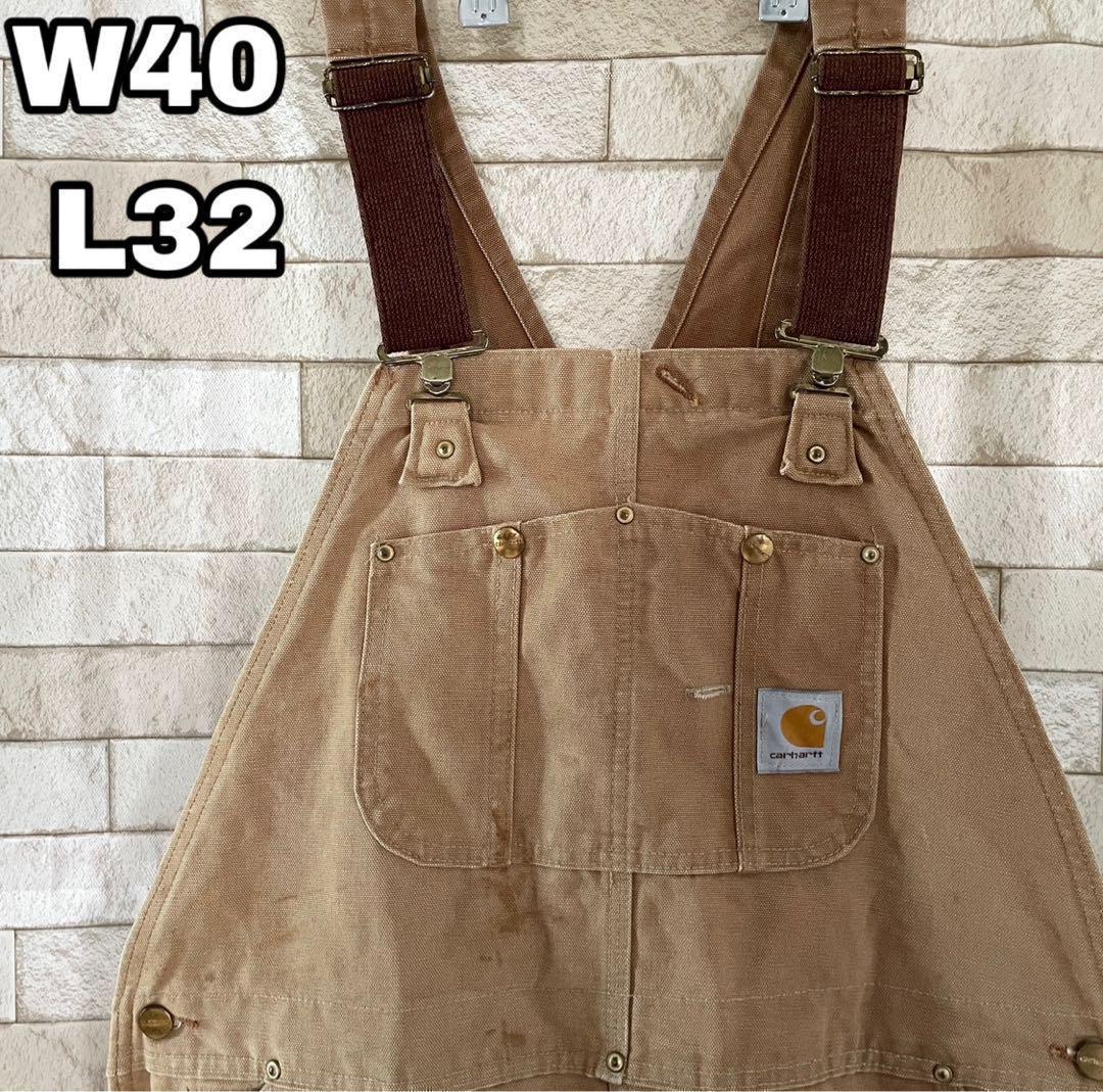 カーハート USA オーバーオール ダブルニー ダック地 ブラウン 40×32