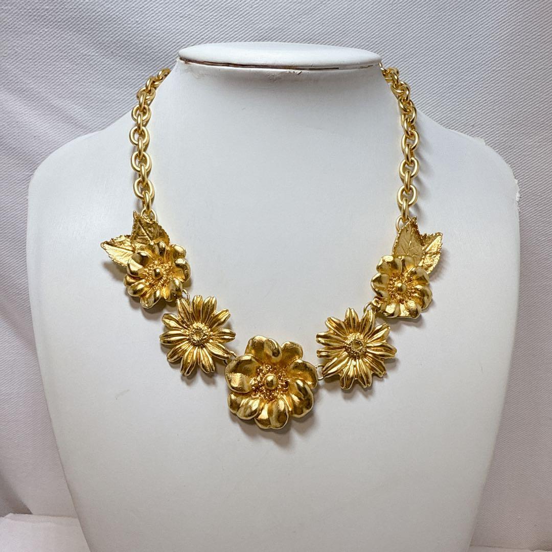 KENZO ケンゾー ゴールドカラー フラワー ネックレス