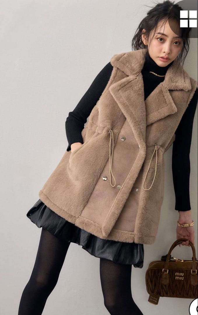 新品frene テディボアウエストドロストベスト