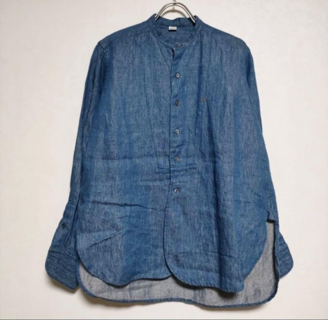 45R バンドカラー リネンシャツ 麻 サイズ1