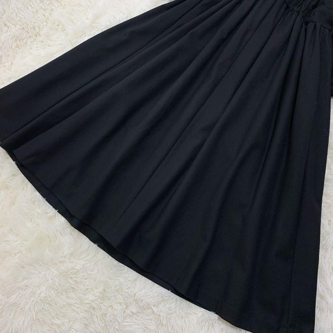 ミシェルボードウイン ウール カシミヤ ギャザー ワンピース 冠婚葬祭 黒