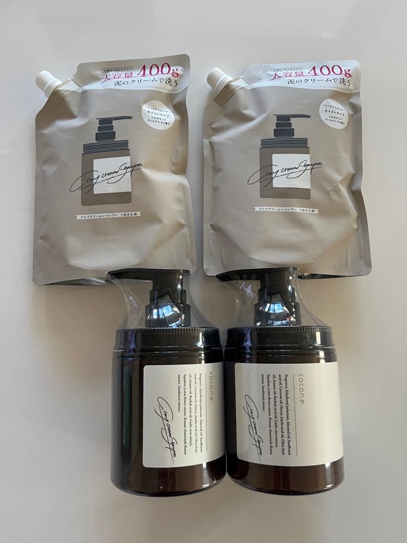 coconeクレイクリームシャンプー本体380g×2本と詰替400g×2個セット