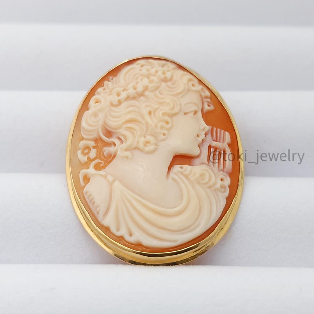 K18 カメオブローチ ペンダントトップ 18金