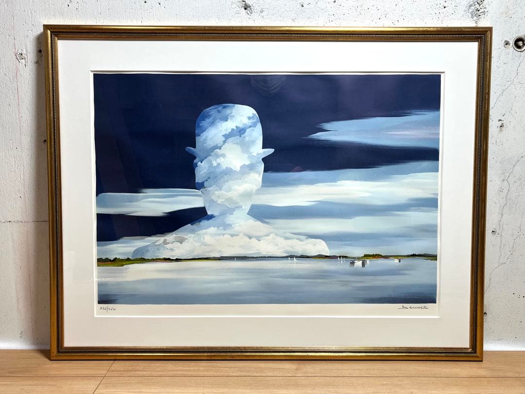真作保証 リトグラフ 版画 デノエル「マグリットの幻想」 サイン有り /ドノエル