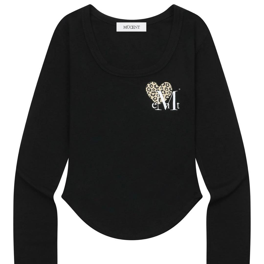 mucent ムセント シエラヒョピハートUネックローリング長袖Tシャツ