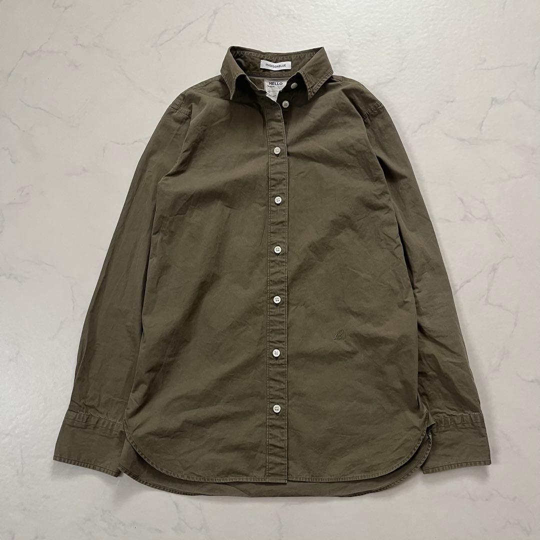 希少　02サイズ　マディソンブルー　マダムシャツウォッシュアウト　カーキ　B刺繍