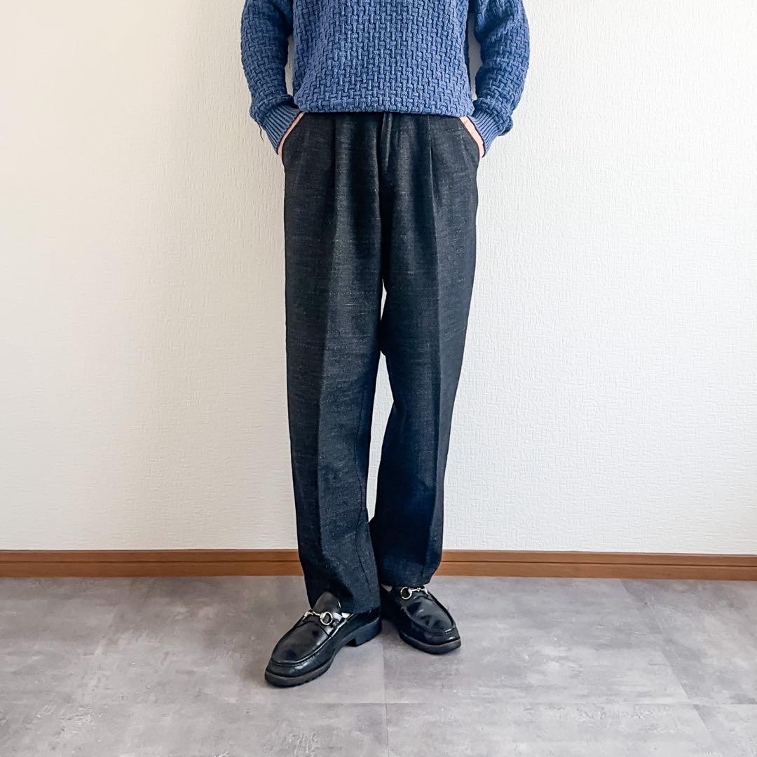 80s BENETTON イタリア製 ツータック ウール レーヨン スラックス